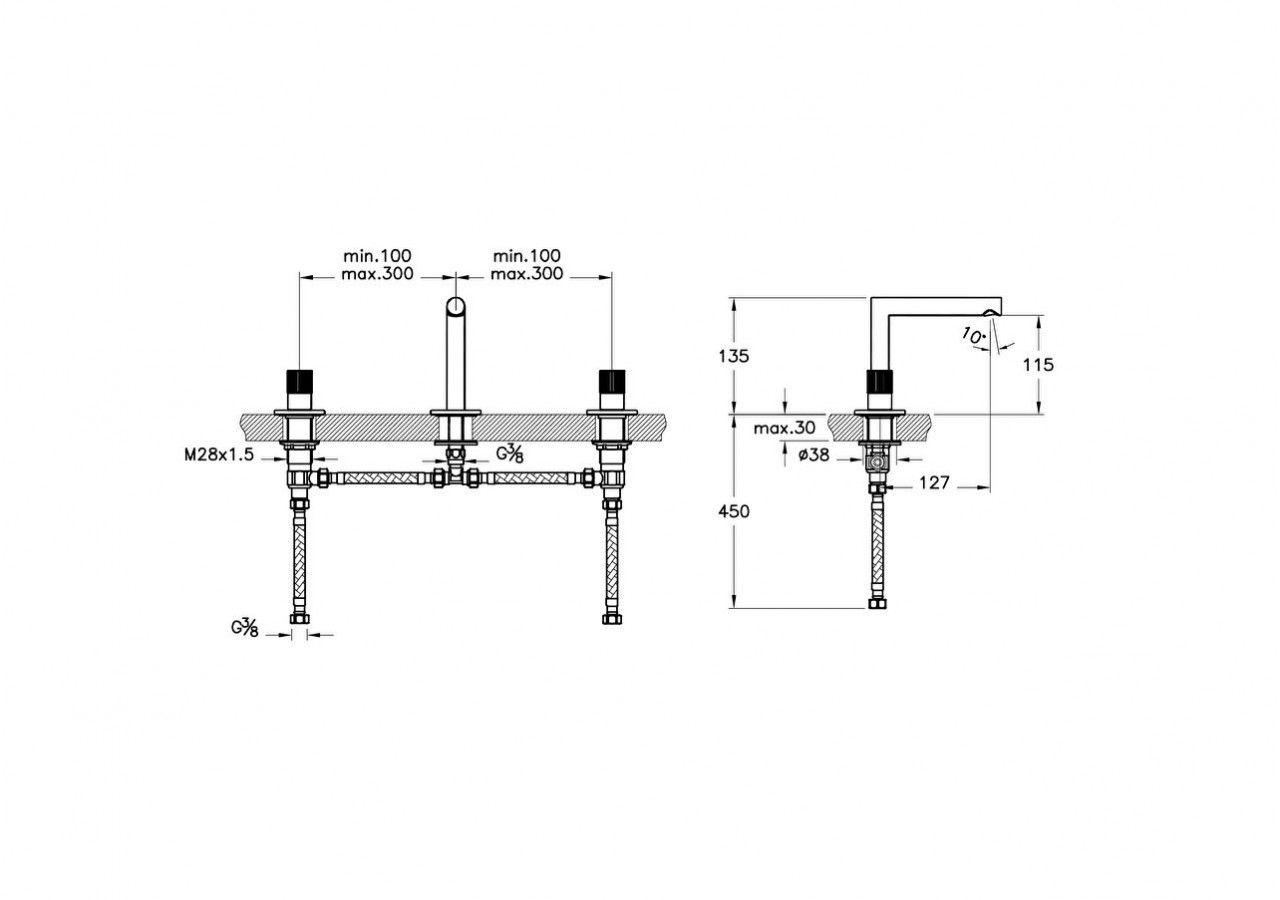 Origin mitigeur lavabo BC, sans garniture de vidage, surface nickel brossée - A4258334 - Vitra