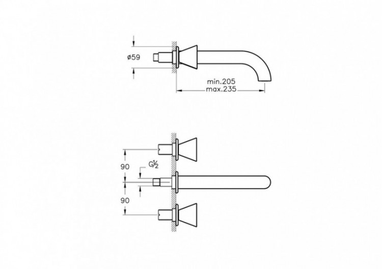 Liquid Mitigeur lavabo intégré long, Chromé, avec partie cachée A40840 Chromé - A42689 - Vitra 2