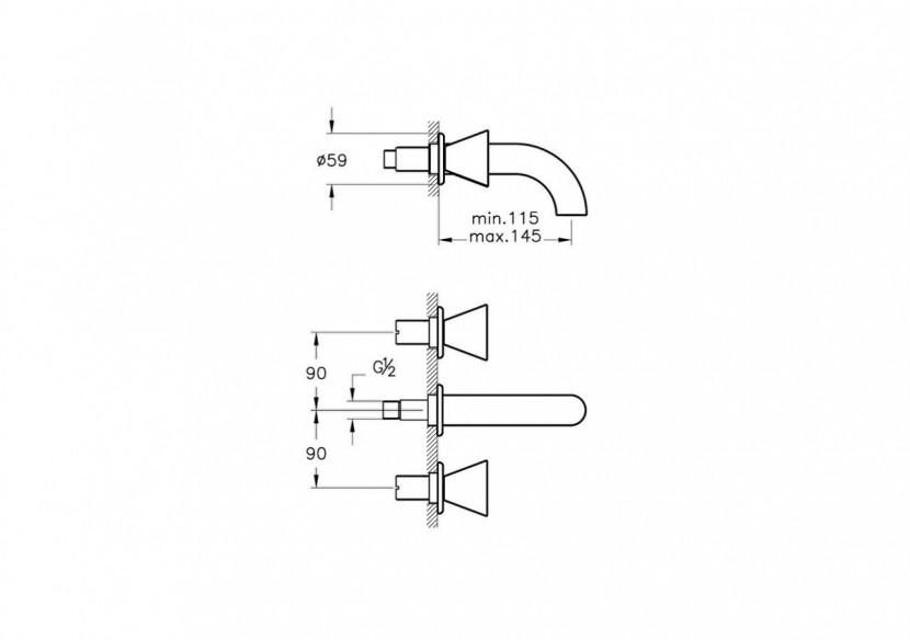 Liquid Mitigeur lavabo intégré court, Noir brillant, avec partie cachée A40840 Noir brillant - A4269039 - Vitra