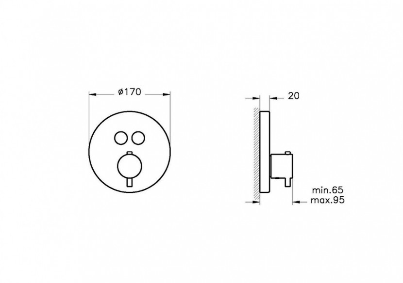 Mitigeur Aquacontrol thermostatique bain/douche encastré -A42718EXP-Vitra
