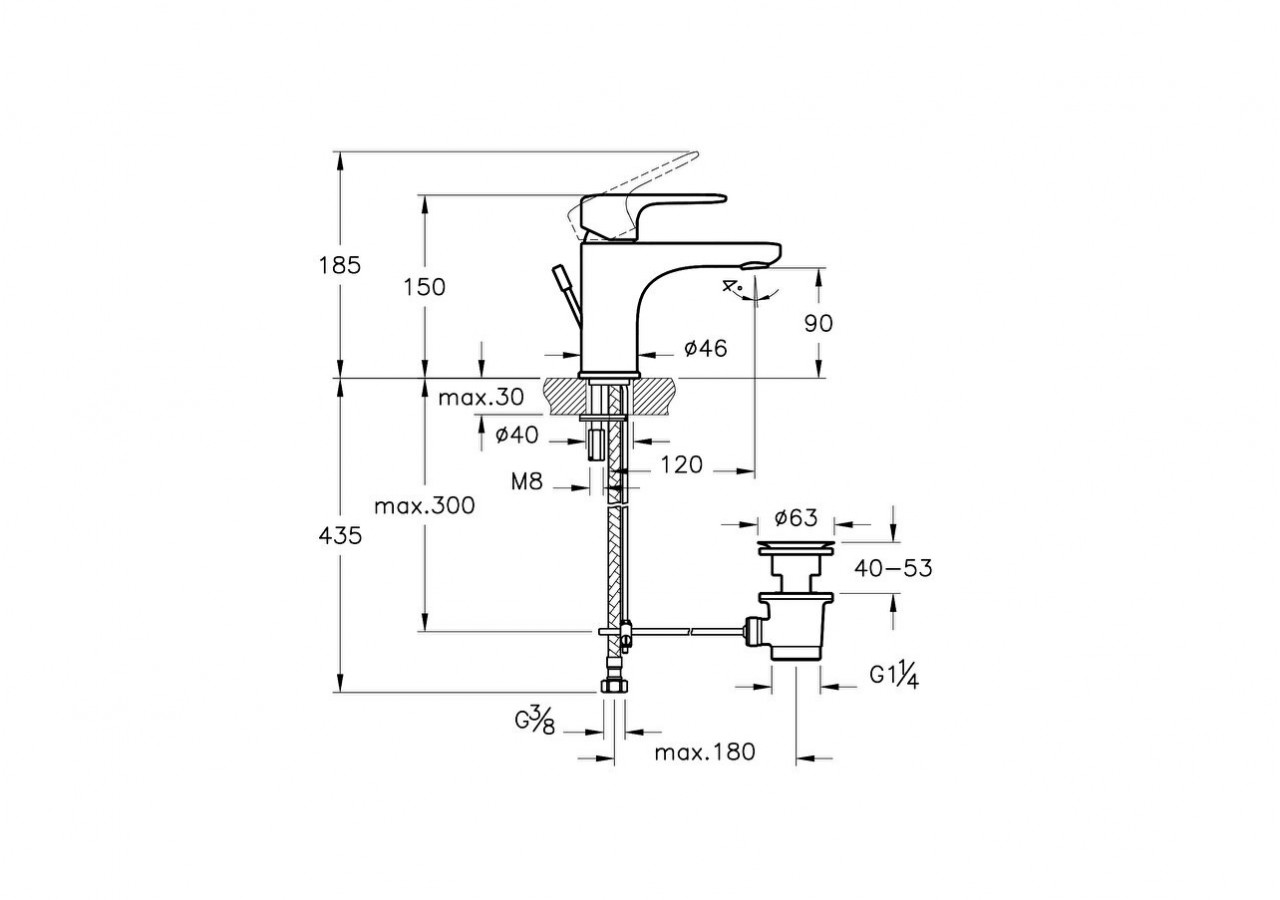 Root Round, Mitigeur de lavabo avec tirette, cartouche C3, noir mat - A4272236ENG - Vitra