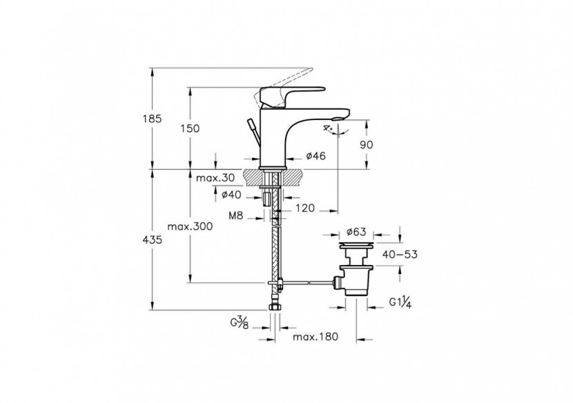 Root Round, Mitigeur de lavabo avec tirette, cartouche C3, noir mat - A4272236ENG - Vitra