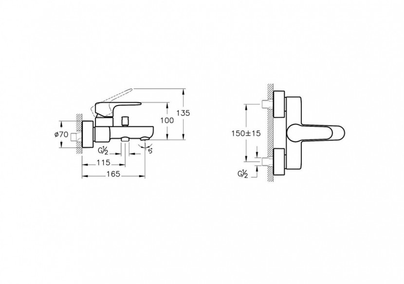 Root Round Mitigeur bain / douche, chromé - A42725EKF - Vitra