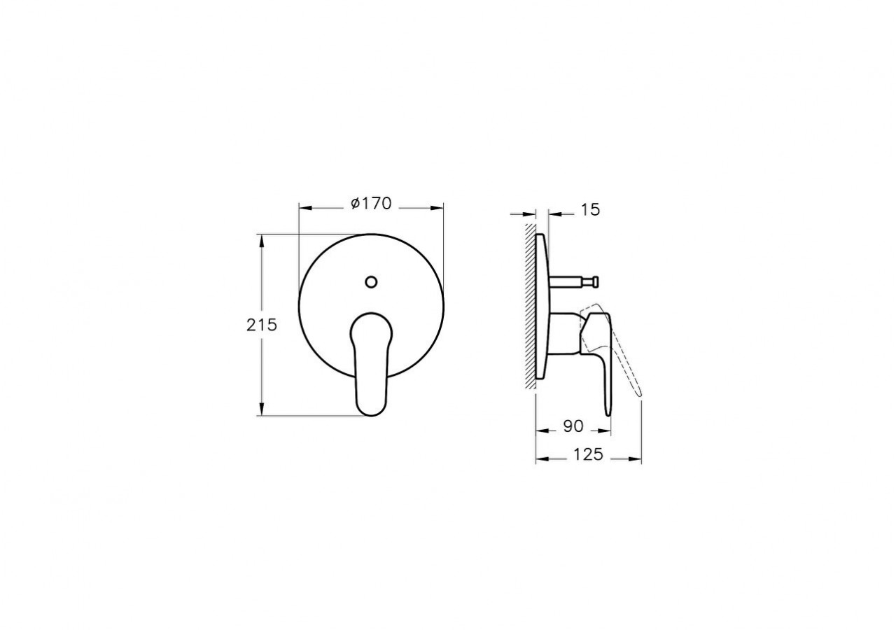 Root Round Mitigeur bain/douche encastré-partie visible, nickel brossé - A4272734EXP - Vitra