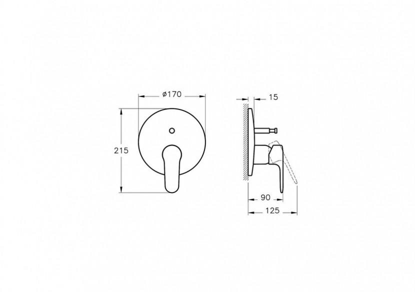 Root Round mitigeur de baignoire encatré (partie visible), noir mat - A4272736EXP - Vitra