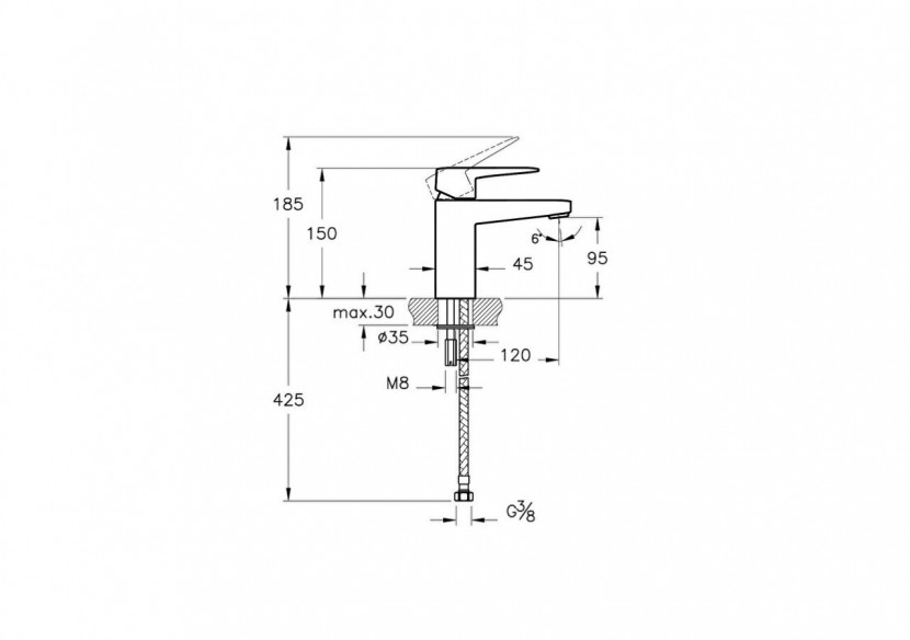 Root Square, Mitigeur de lavabo, cartouche C3, chromé - A42732ENG - Vitra