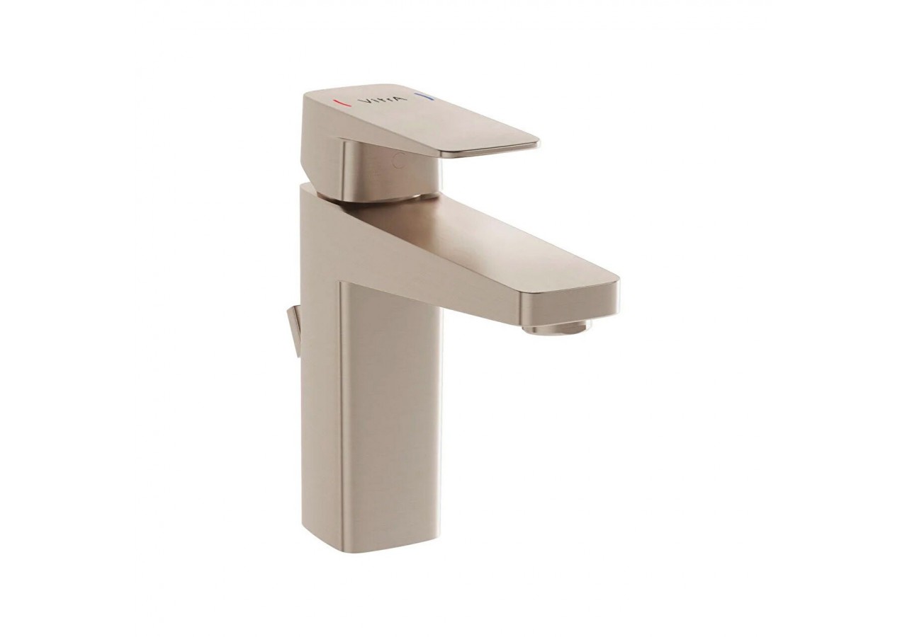 Root Square, Mitigeur de lavabo avec tirette, (large), cartouche C3, nickel brossé - A4273434ENG - Vitra