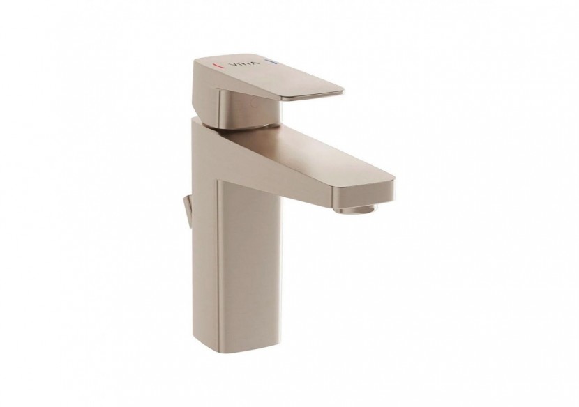 Root Square, Mitigeur de lavabo avec tirette, (large), cartouche C3, nickel brossé - A4273434ENG - Vitra