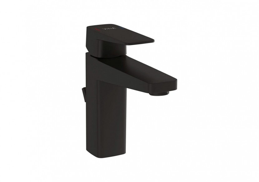 Root Square, Mitigeur de lavabo avec tirette, (large), cartouche C3, noir mat - A4273436ENG - Vitra