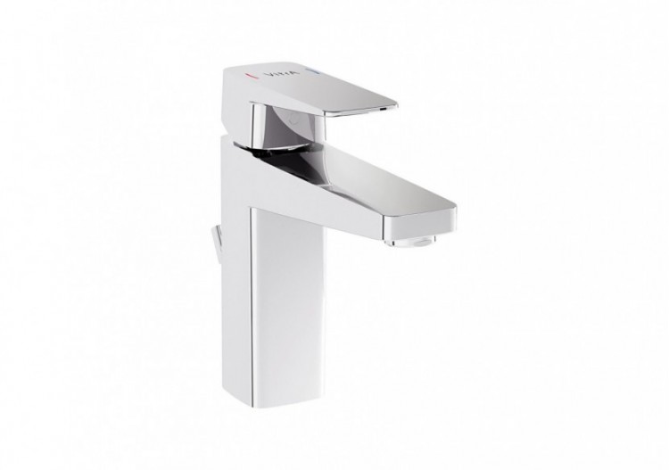 Root Square, Mitigeur de lavabo avec tirette, (large), cartouche C3, chromé - A42734ENG - Vitra