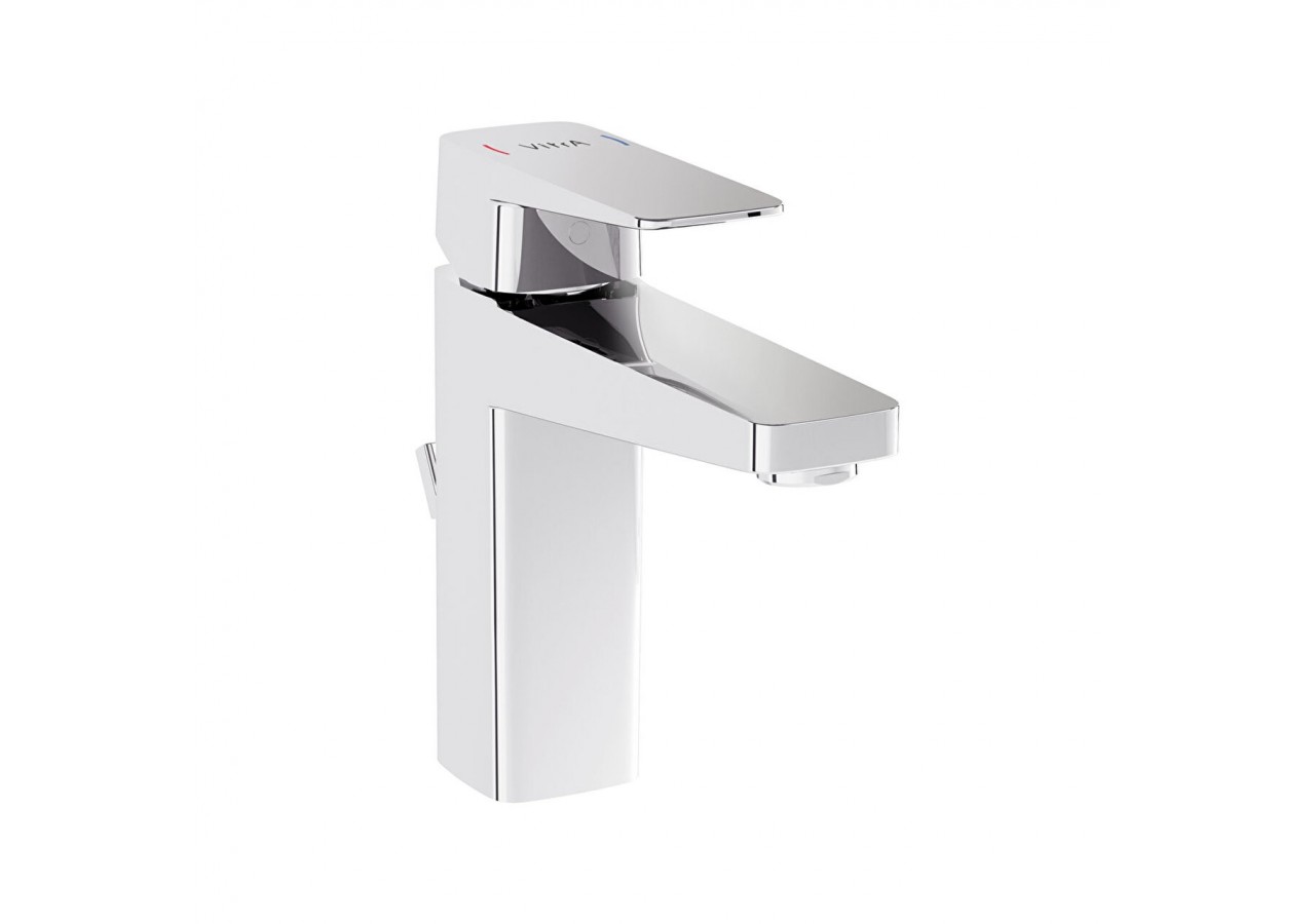 Root Square, Mitigeur de lavabo avec tirette, (large), cartouche C3, chromé - A42734ENG - Vitra