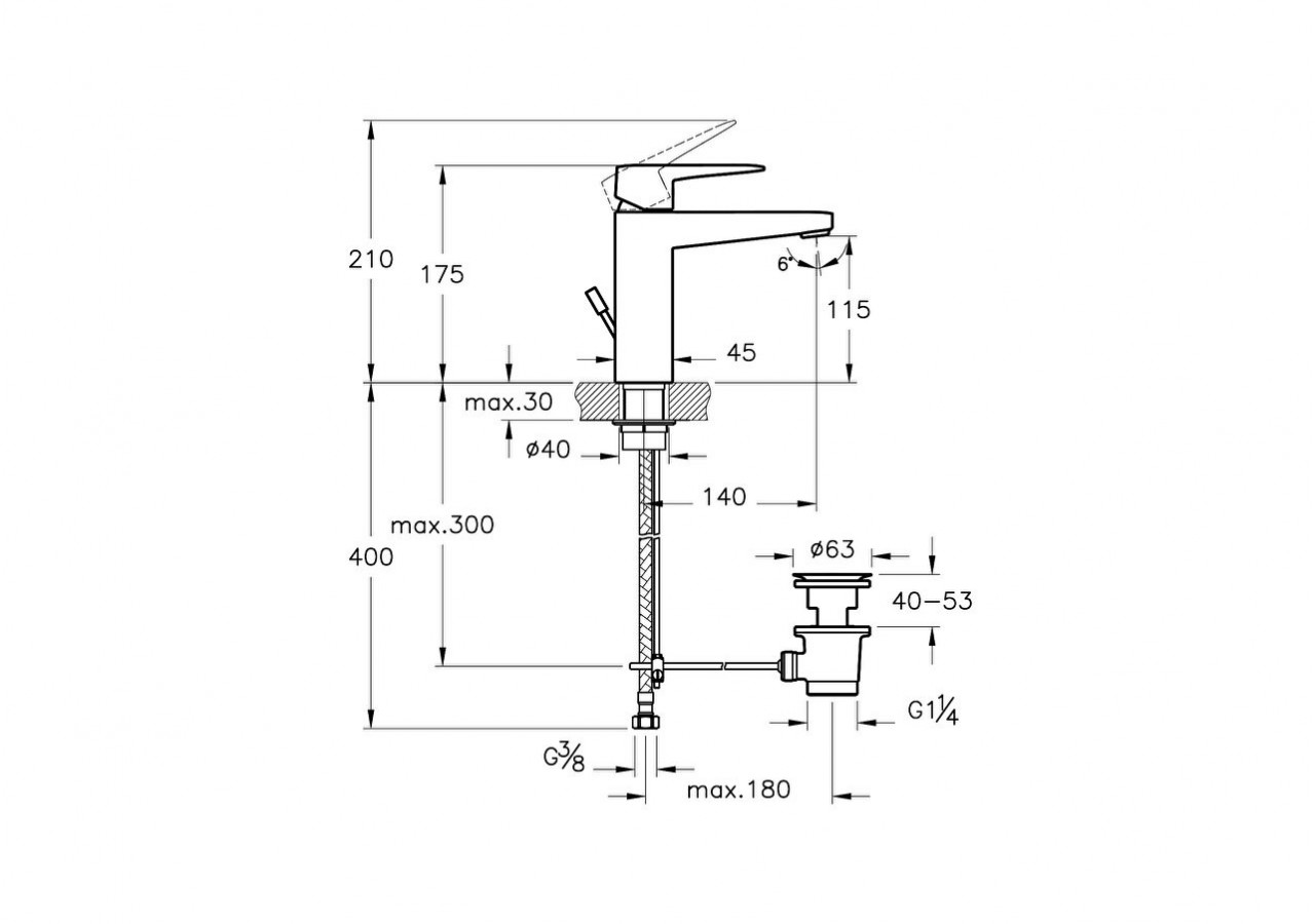 Root Square, Mitigeur de lavabo avec tirette, (large), cartouche C3, chromé - A42734ENG - Vitra