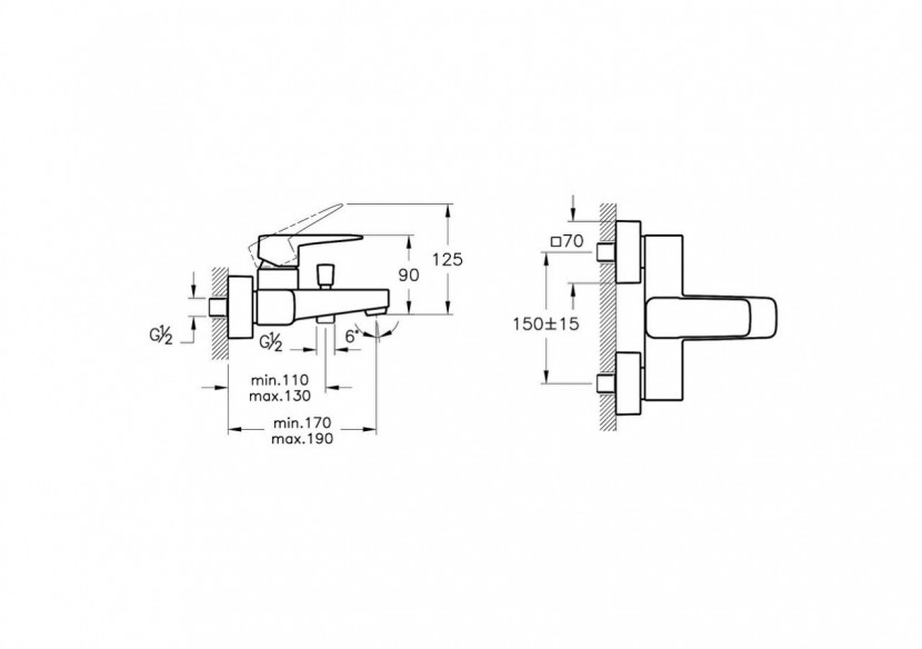 Root Square, Mitigeur Bain/Douche, chromé - A42737EKF - Vitra