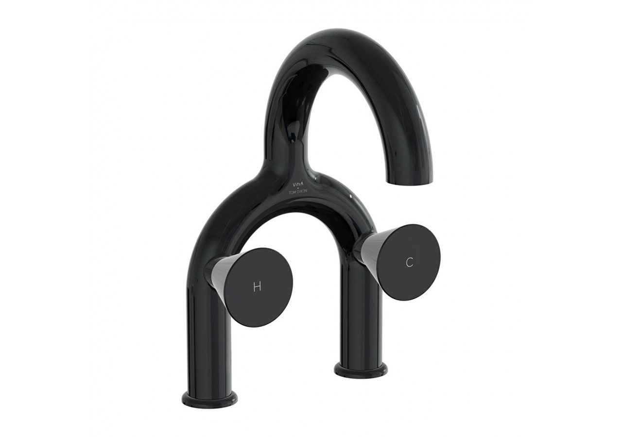 Liquid Mitigeur lavabo pour lavabos avec 2 trous de robinet, Noir brillant - A4274739 - Vitra