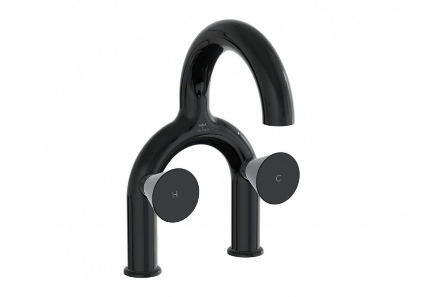 Liquid Mitigeur lavabo pour lavabos avec 2 trous de robinet, Noir brillant - A4274739 - Vitra