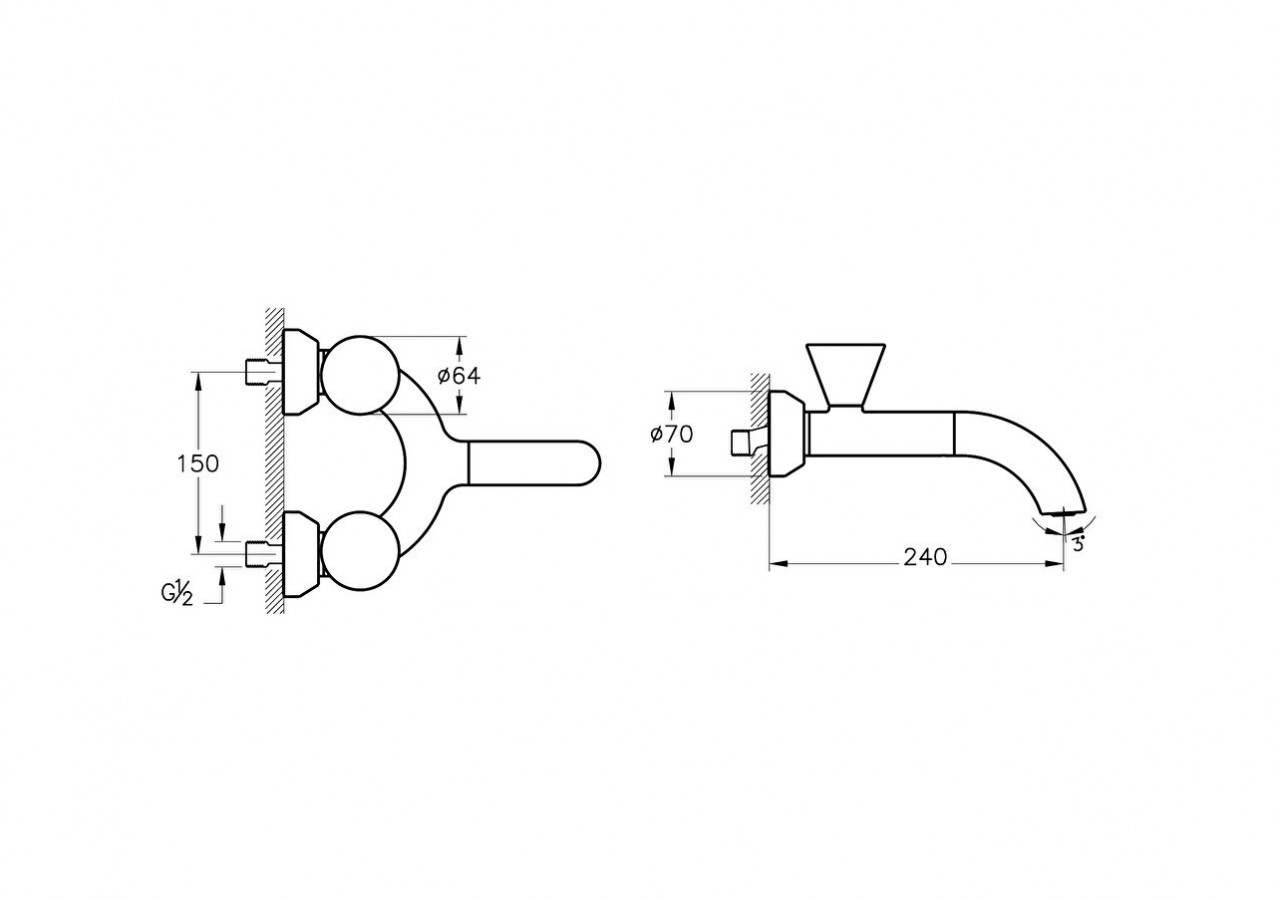 Liquid Mitigeur lavabo mural Chromé Chromé - A42748 - Vitra