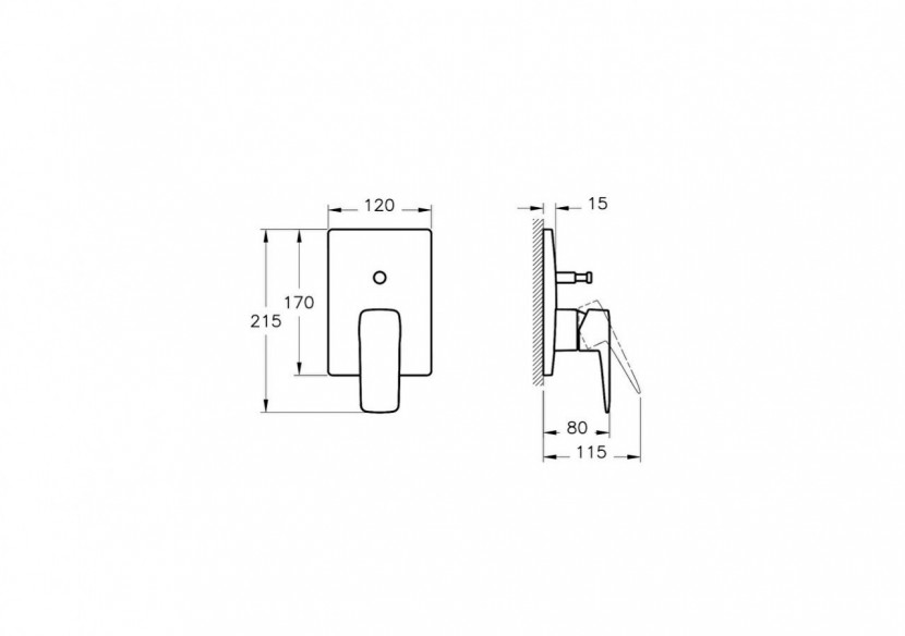 Root Square Built-in Bain/Mitigeur de douche, nickel brossé - A4275234EXP - Vitra