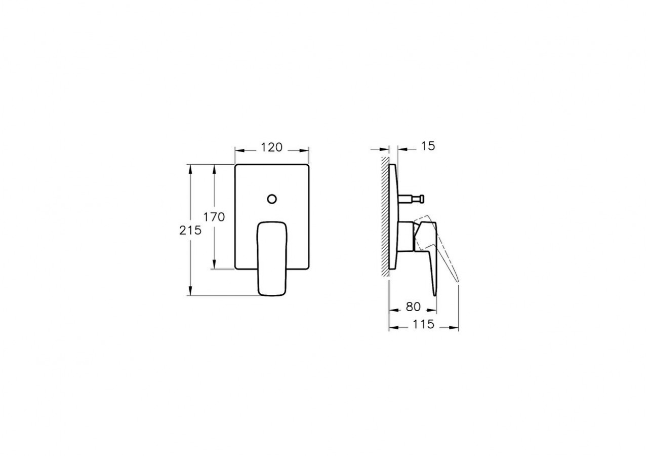 Root Square Built-in Bain/Mitigeur de douche, noir mat - A4275236EXP - Vitra