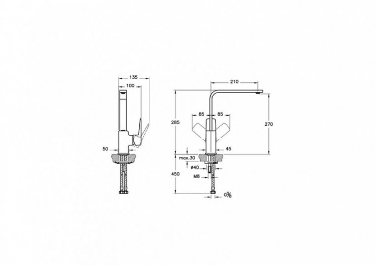 Root Square Built-in Bain/Mitigeur de douche, chromé - A42752EXP - Vitra 2