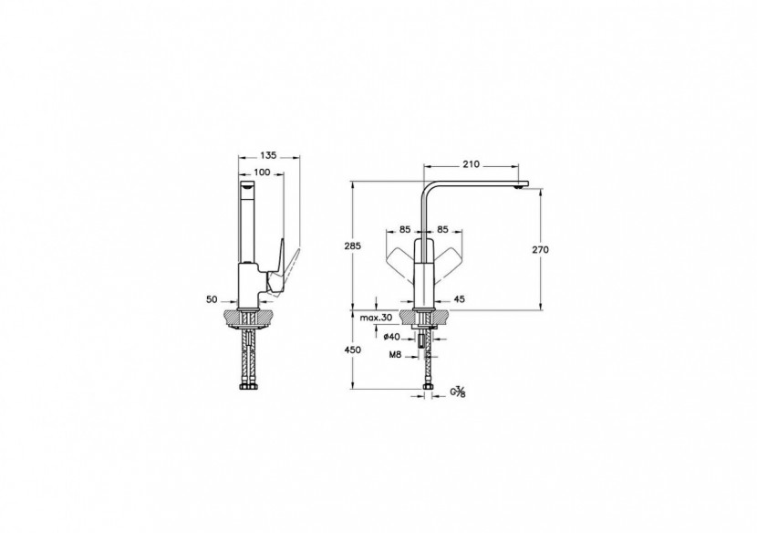 Root Square Built-in Bain/Mitigeur de douche, chromé - A42752EXP - Vitra