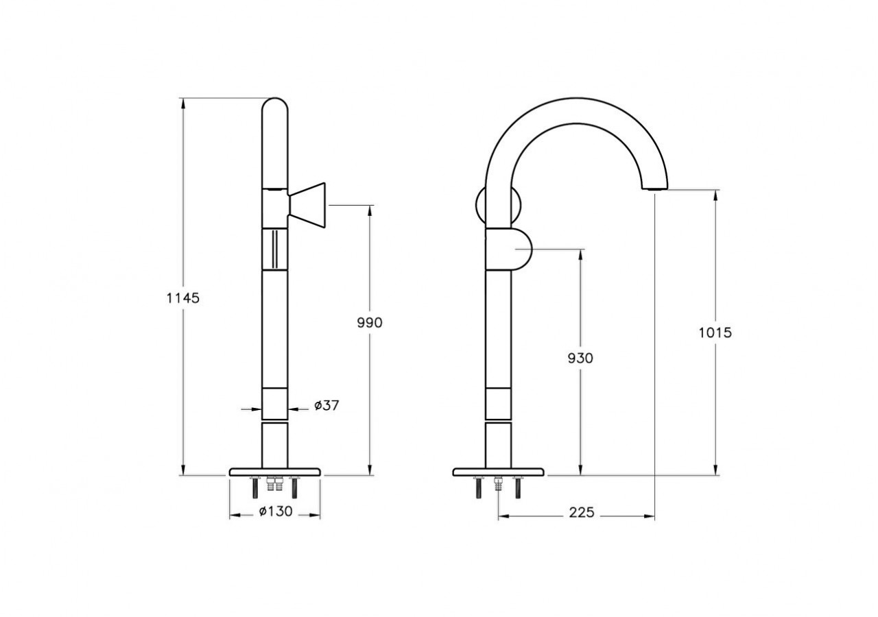 Liquid Mitigeur lavabo sur pied, côté droit, Chromé Chromé - A42775 - Vitra