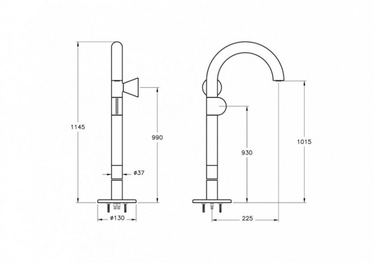 Liquid Mitigeur lavabo sur pied, côté droit, Noir brillant - A4277539 - Vitra 2