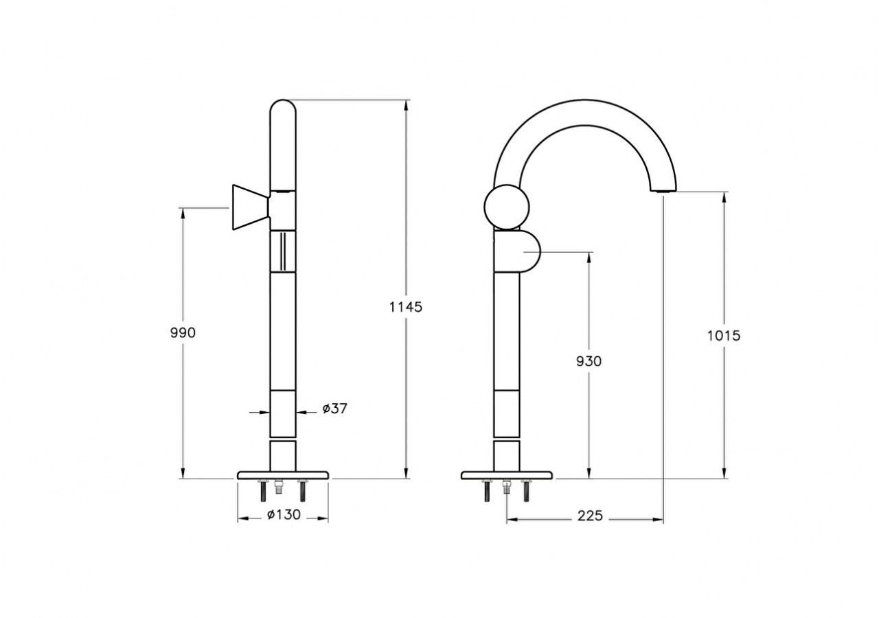 Liquid Mitigeur lavabo sur pied côté gauche, Chromé Chromé - A42776 - Vitra