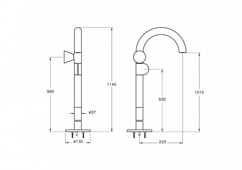 Liquid Mitigeur lavabo sur pied côté gauche, Chromé Chromé - A42776 - Vitra