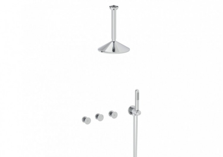 Liquid Ensemble de douche intégré Chromé, avec partie cachée A40836 Chromé - A42777 - Vitra