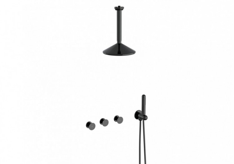 Liquid Ensemble de douche intégré Noir brillant, avec partie cachée A40836 Noir brillant - A4277739 - Vitra