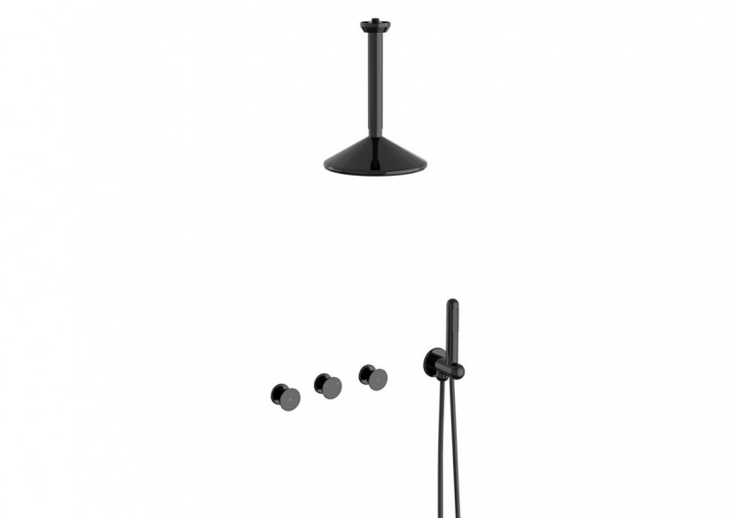 Liquid Ensemble de douche intégré Noir brillant, avec partie cachée A40836 Noir brillant - A4277739 - Vitra