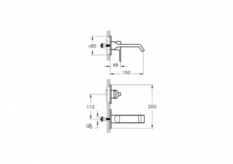 Mitigeur de lavabo encastré, avec tirette_Chromé - A42782 - Vitra 2