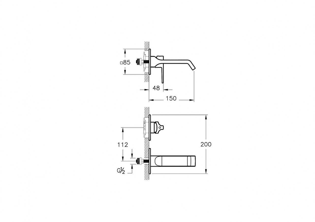 Mitigeur de lavabo encastré, avec tirette_Chromé - A42782 - Vitra