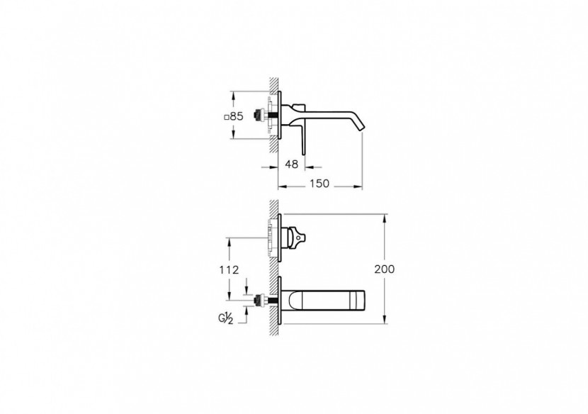 Mitigeur de lavabo encastré, avec tirette_Chromé - A42782 - Vitra