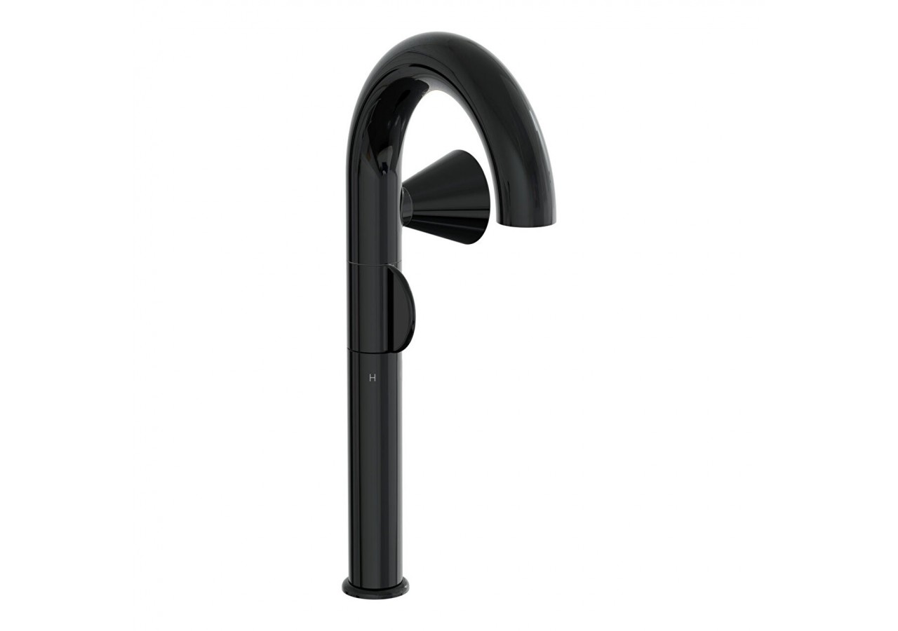 Liquid Mitigeur lavabo haut pour vasques côté droit, Noir brillant - A4279139 - Vitra