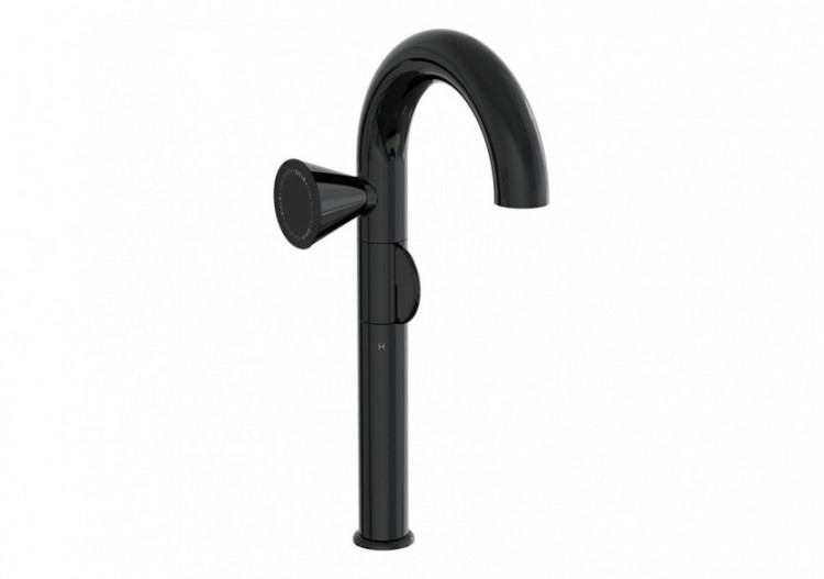 Liquid Mitigeur lavabo haut pour vasques côté gauche, Noir brillant - A4279439 - Vitra