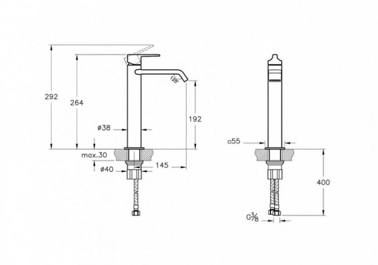 Mitigeur de lavabo XL-Poignée sur le dessus_Chromé - A42814 - Vitra 2