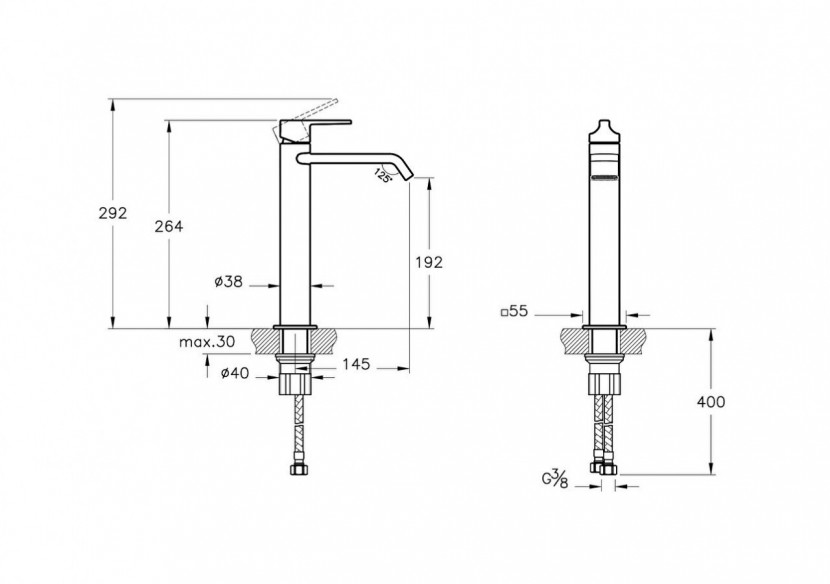 Mitigeur de lavabo XL-Poignée sur le dessus_Noir brillant - A4281439 - Vitra