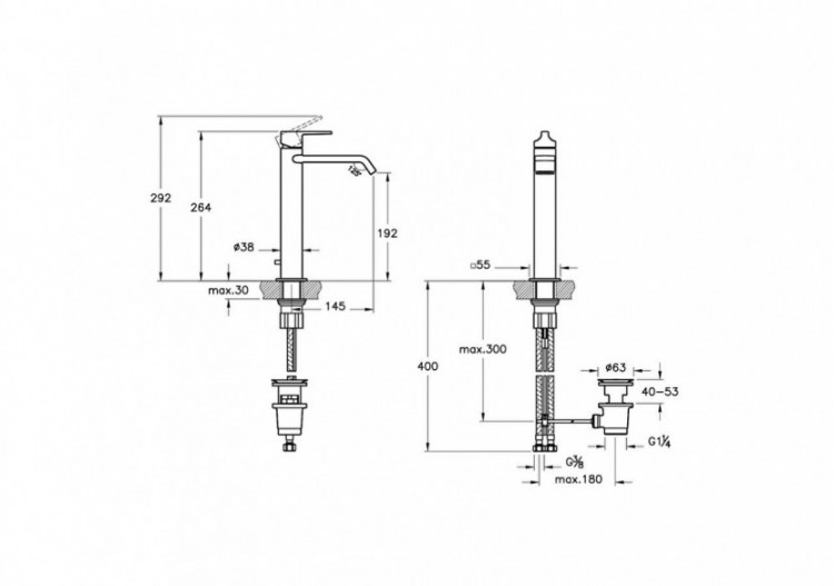 Mitigeur de lavabo XL-Poignée sur le dessus, avec tirette_Chromé - A42815 - Vitra 2