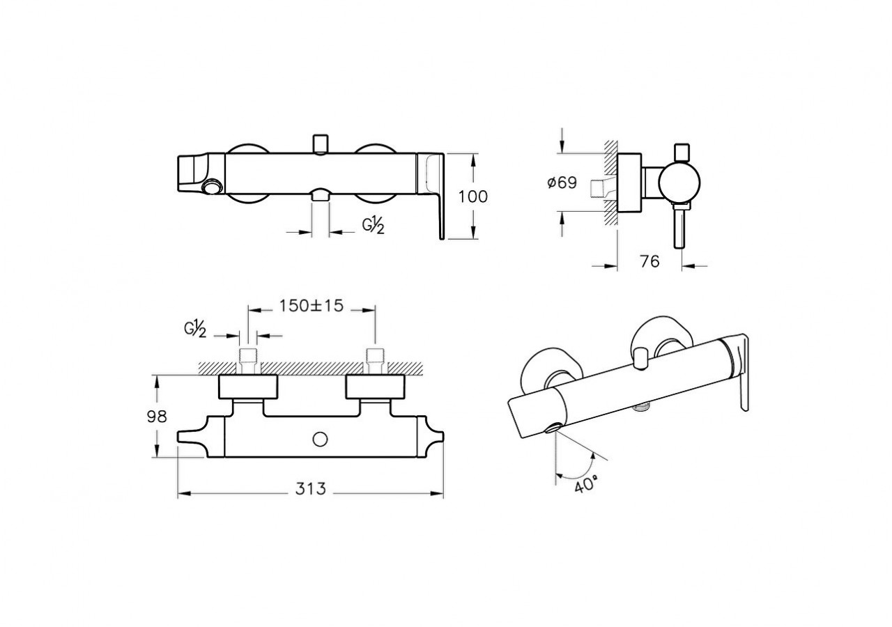 Mitigeur de douche_Chromé - A42818 - Vitra