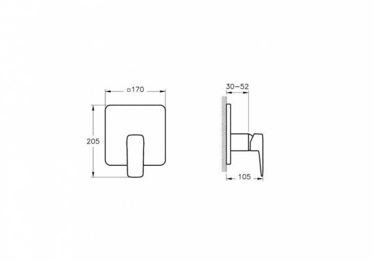 Mitigeur de douche encastré - Partie visible - 2,8 kg - Noir mat -A4282736EXP-Vitra 2