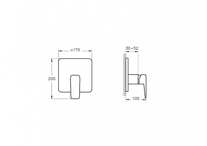 Mitigeur de douche encastré - Partie visible - 2,8 kg - Chromé -A42827EXP-Vitra