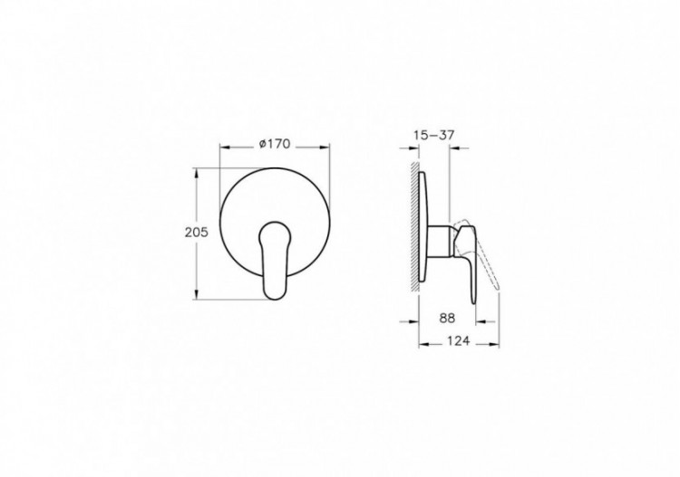 Mitigeur de douche mécanique encastré - Partie visible Compatible avec V-Box A42806 (non inclus)_Noir mat - A4282936EXP - Vitra 2