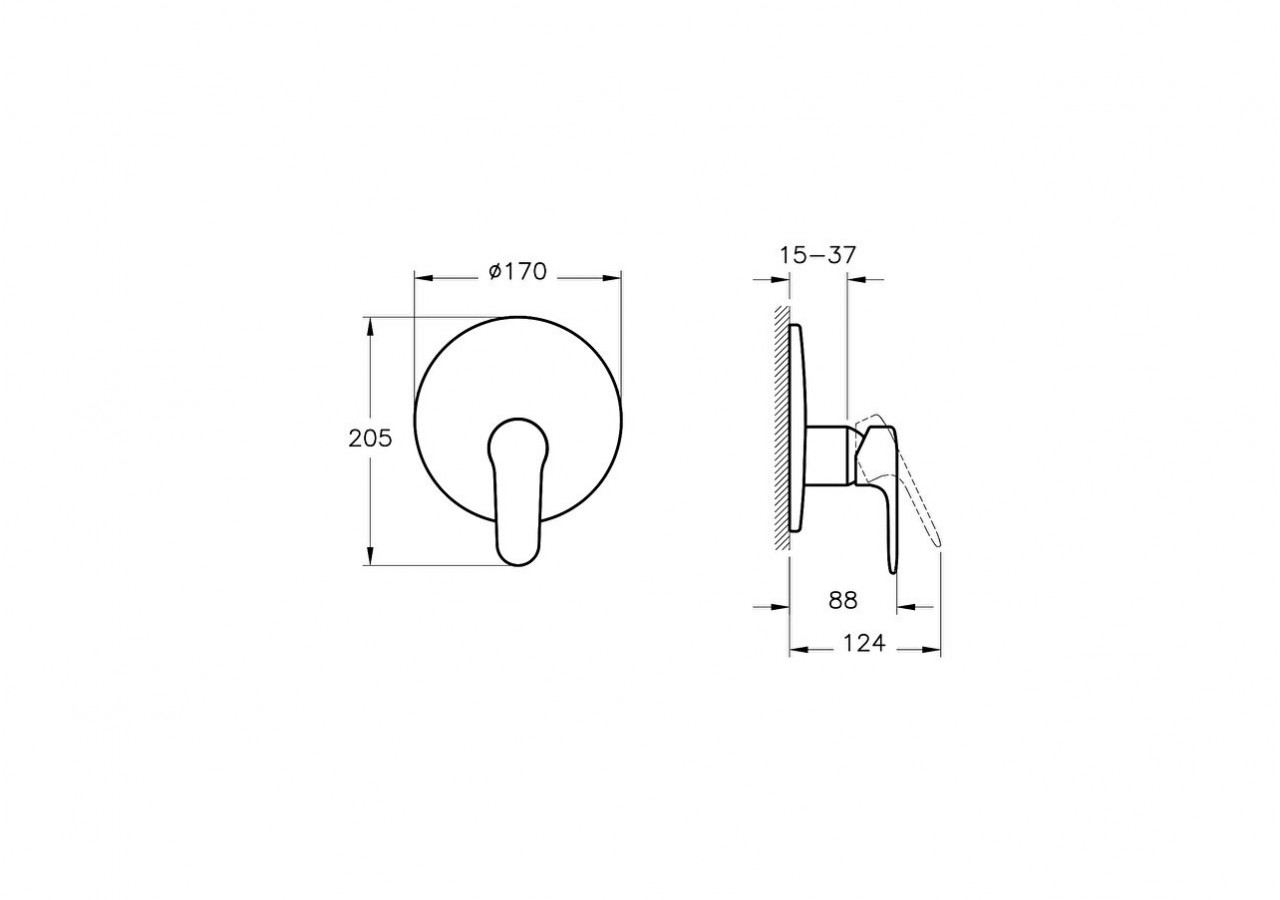 Mitigeur de douche mécanique encastré - Partie visible Compatible avec V-Box A42806 (non inclus)_Chromé - A42829EXP - Vitra