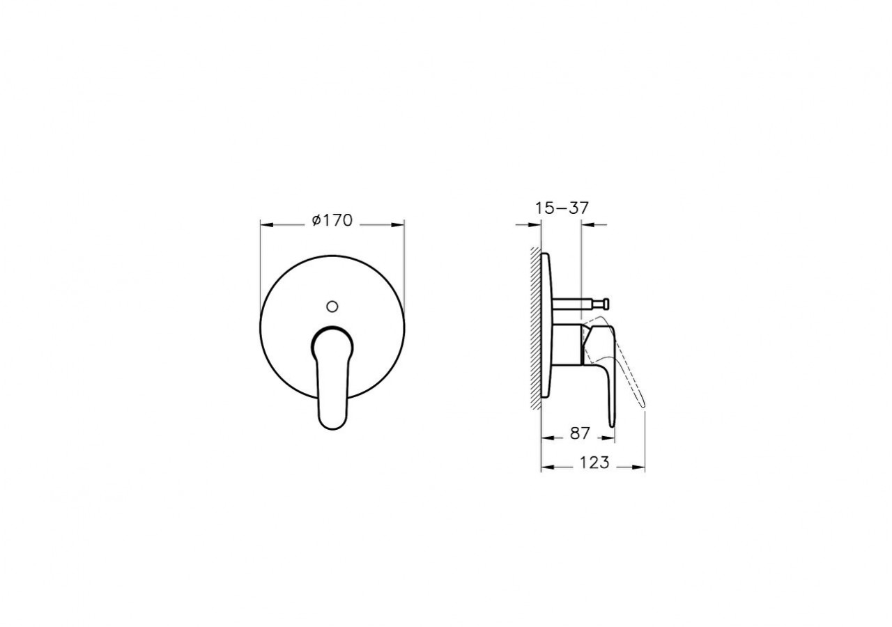 Mitigeur et inverseur bain/douche encastré - Partie visible Compatible avec V-Box A42806 (non inclus) -A4283034EXP-Vitra