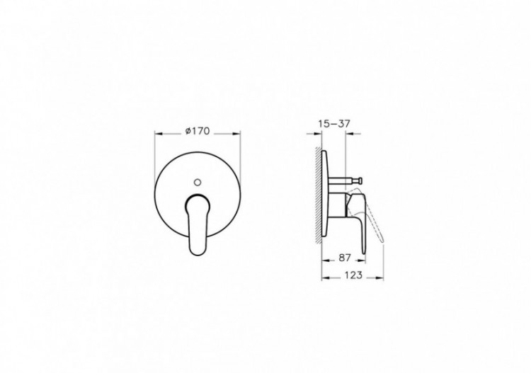 Mitigeur et inverseur bain/douche encastré - Partie visible Compatible avec V-Box A42806 (non inclus) -A4283036EXP-Vitra 2