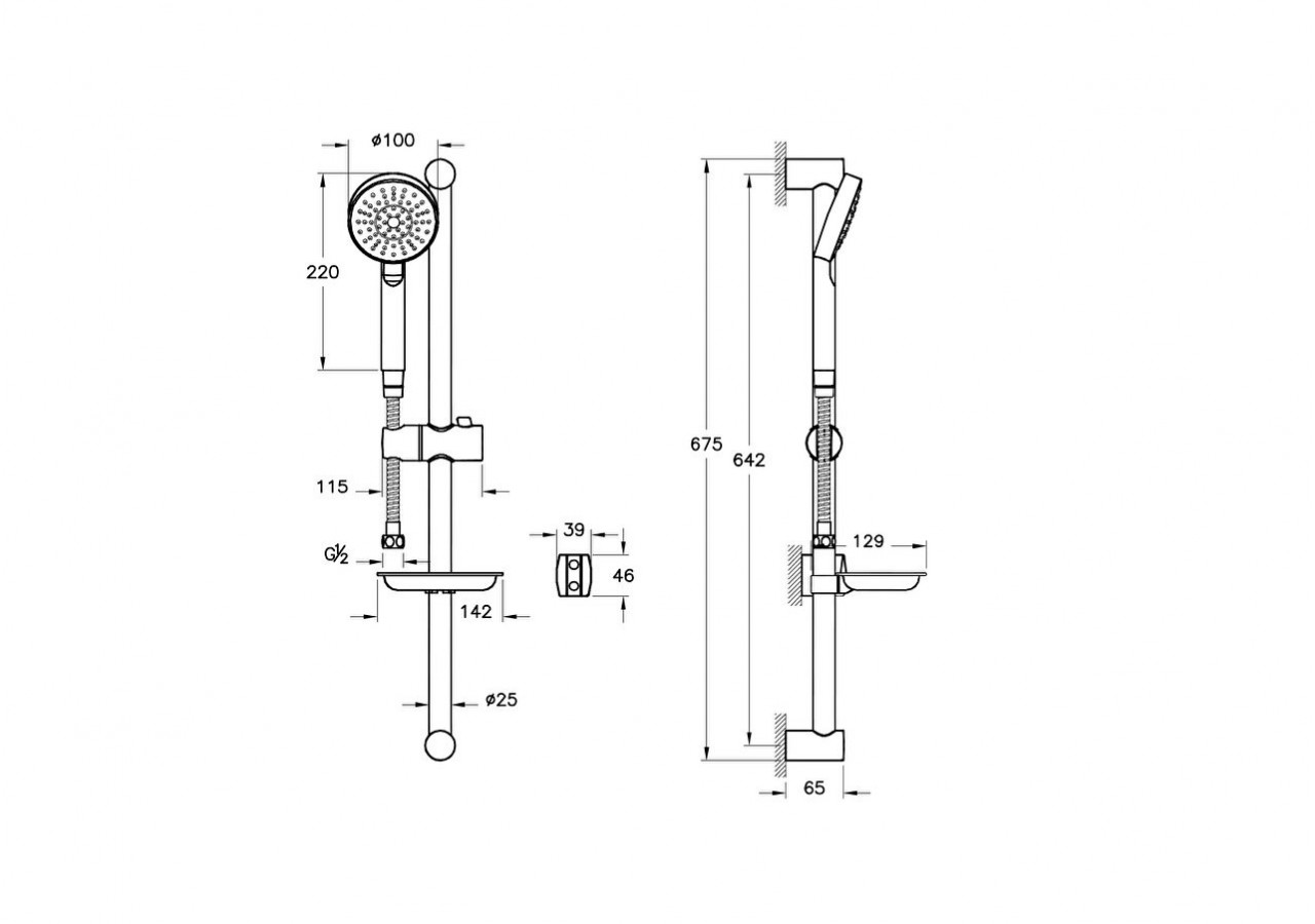 Master set de douche, douchette avec 1 jet et fonction anticalcaire Easy Clean - A45693EXP - Vitra