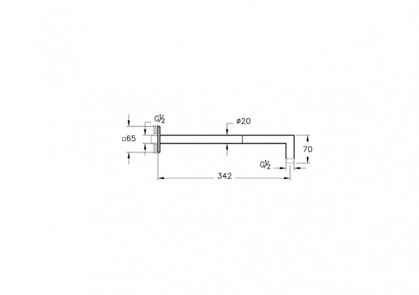 Raccord pour tête de pluie mural, angle 90°_Chromé