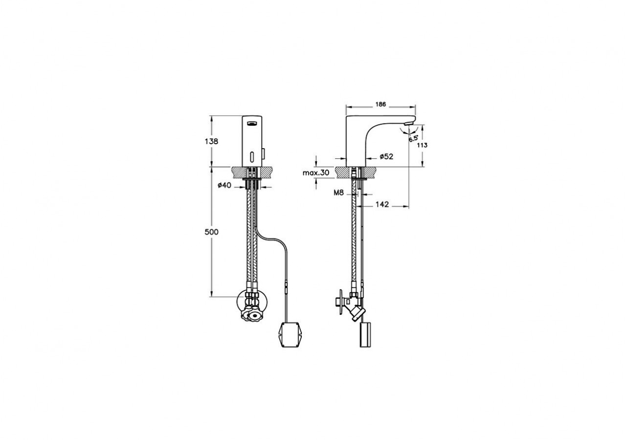 Touch Free Basin Mixer Hot-Cold Water Inlet (Battery) - A47120EXP - Vitra