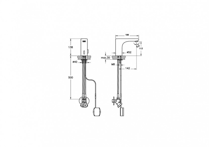 Touch Free Basin Mixer Hot-Cold Water Inlet (Battery) - A47120EXP - Vitra